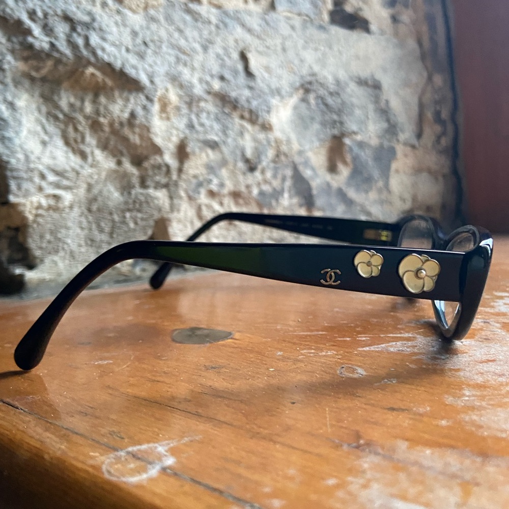 Chanel black Camellia eyeglasses